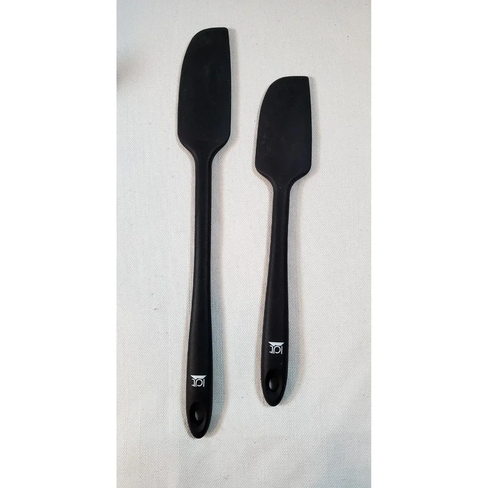 Set Of 2 - IDT‎ Silicone Spatulas Black Heat Resistant Baking Cooking Tools